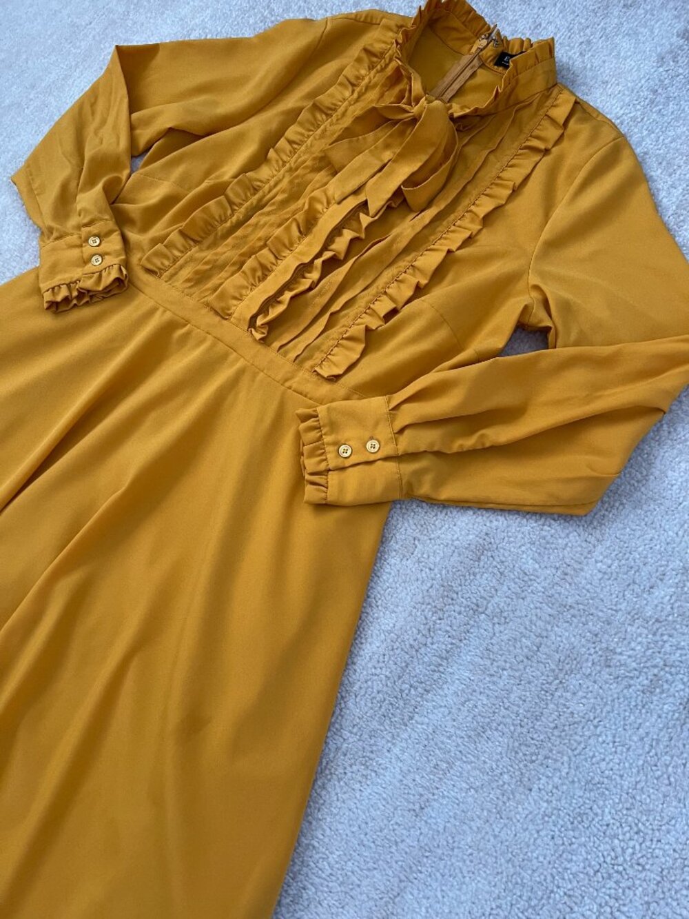 Eloquii Studio Yellow Ruffle Tie-Neck Dress Plus Size 14 - Picture 3 of 13